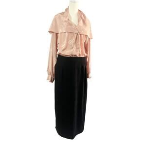 The Gina: 1990's Vintage Faux Suede Black Pencil Skirt